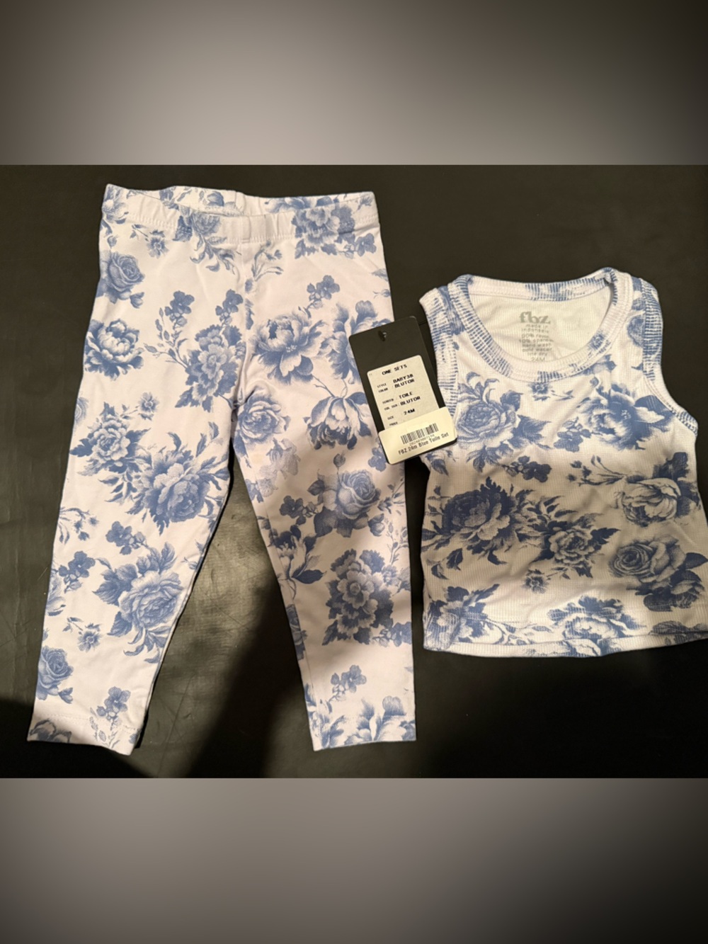 Flowers By Zoe - tank top and leggings set  - Toile print - 24 mo - like new